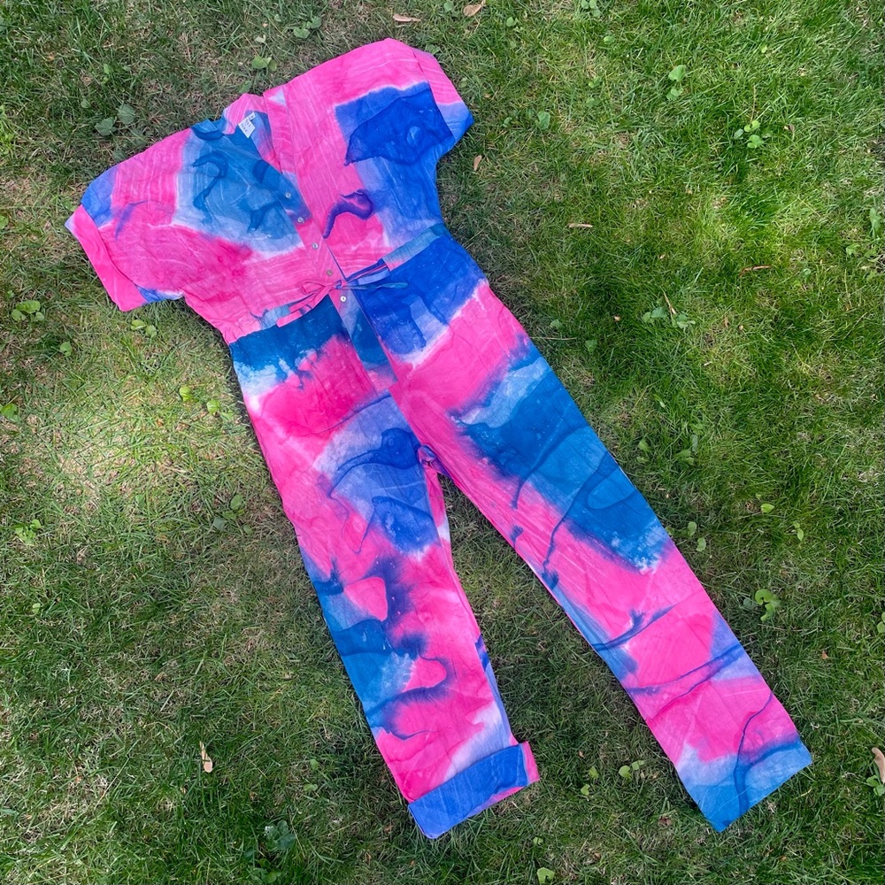 OSEI DURO SMALL SHORT SLEEVE PINK & BLUE JUMPSUIT